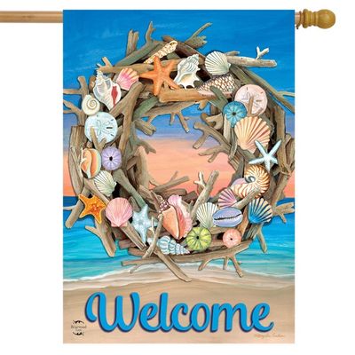 Driftwood Wreath House Flag