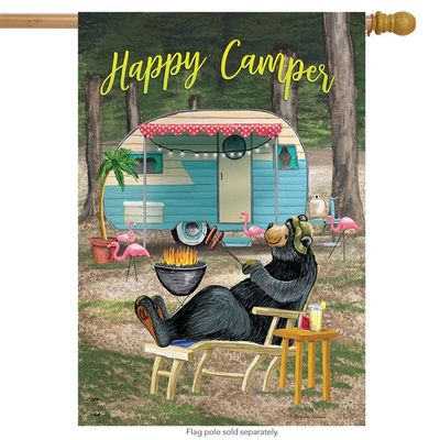 Happy Camper Bear House Flag