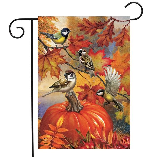 Autumn Bird Gathering House Flag