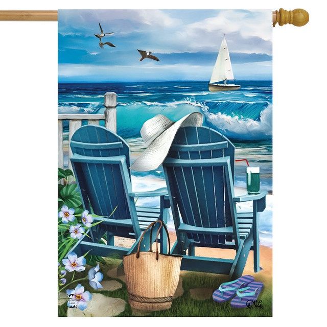 Seaside Escape House Flag