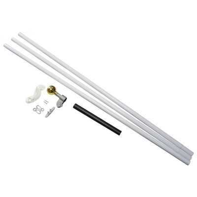 Econo White Powder Coated 18FT 3-Piece Steel Flagpole
