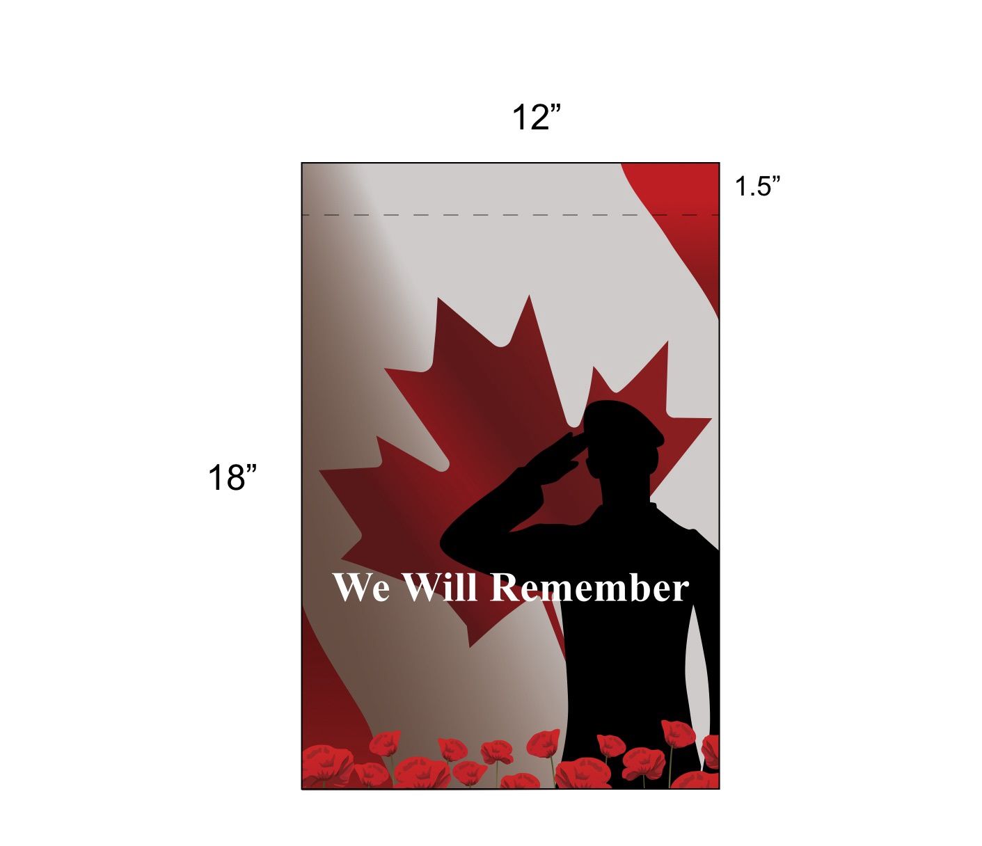 We Will Remember Flag, Size: 12x18&quot;, Sleeve Finish: Rope &amp; Toggle