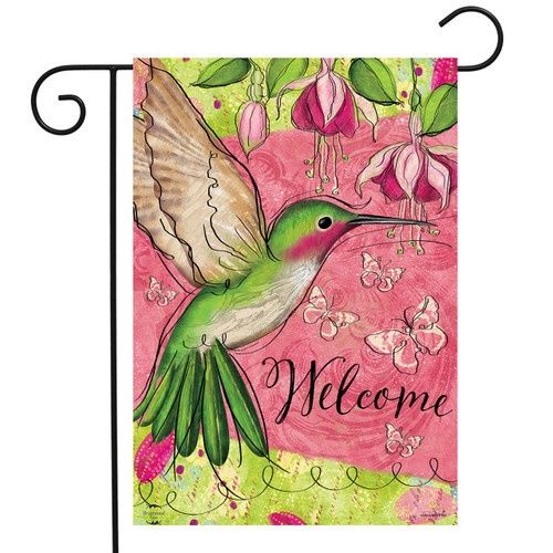 Blissful Hummingbird Garden Flag