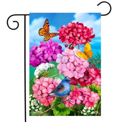 Geraniums In Bloom Garden Flag