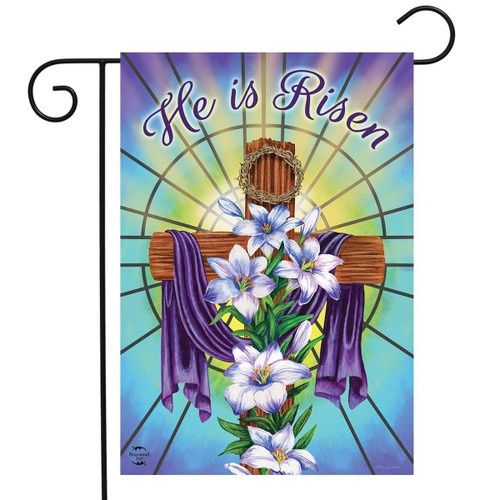 Easter Cross Religious Garden Flag