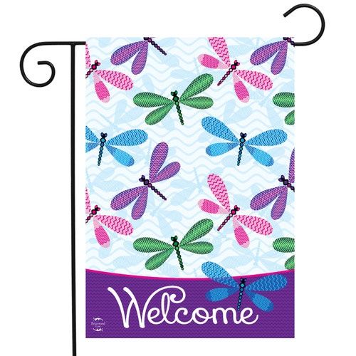 Welcome Dragonflies Garden Flag