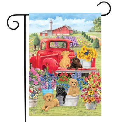 Spring Day Puppies Garden Flag