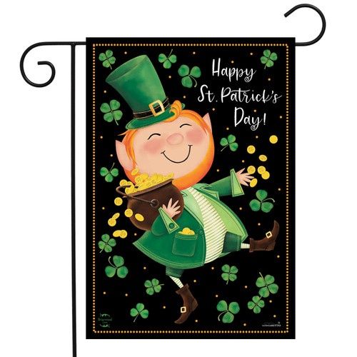 Lucky Gold Leprechaun Garden Flag