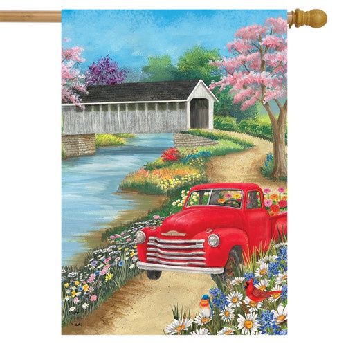 Spring Covered Bridge House Flag