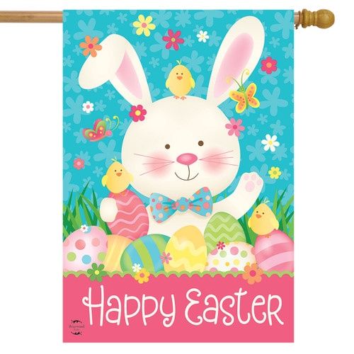 Easter Bunny And Chicks House Flag