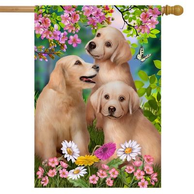 Springtime Pups House Flag
