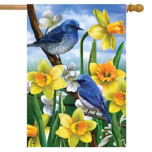 Spring Bluebird House Flag