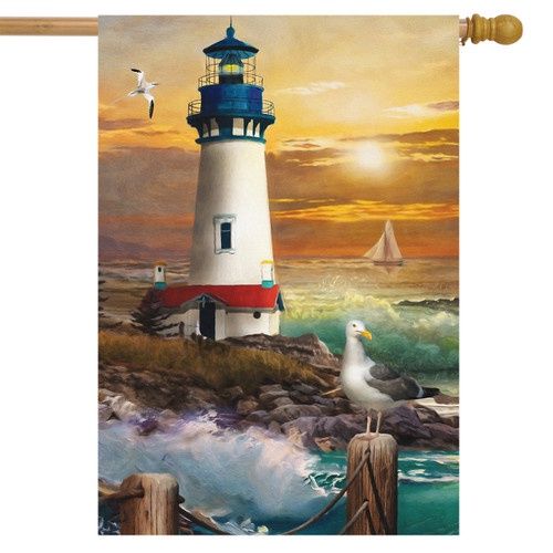 Sunset Lighthouse House Flag