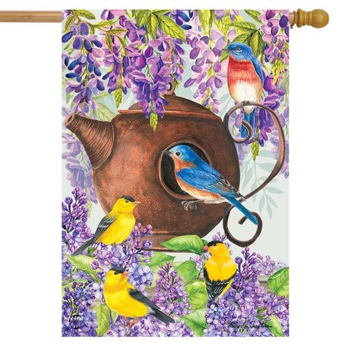 Teapot Birdhouse House Flag