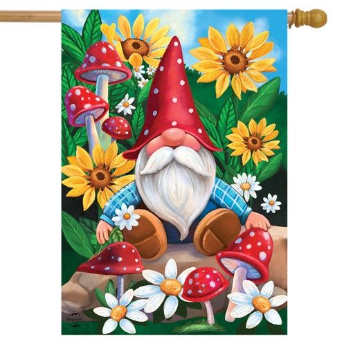 Gnome And Garden House Flag