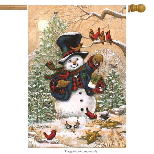 Winter Friends Snowman House Flag