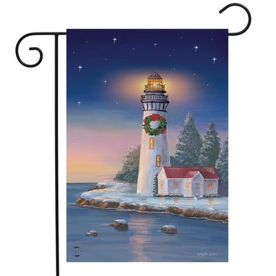 Christmas Lighthouse Scene Garden Flag