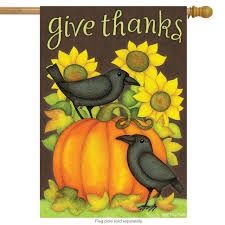 Give Thanks Crows House Flag