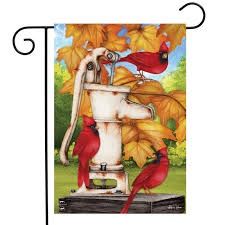 Water Pump and Cardinals Garden Flag