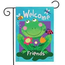 Welcome Friends Frog House Flag