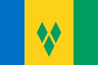 St. Vincent &amp; Grenadines Stick Flags, Finish: Heat Cut, Size: 4x6&quot;