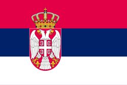 Serbia Stick Flags, Finish: Heat Cut, Size: 4x6&quot;