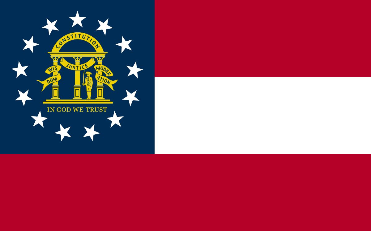 Georgia State Stick Flags, Size: Georgia State Stick Flag/4 x 6&#39;&#39;/ Hemmed
