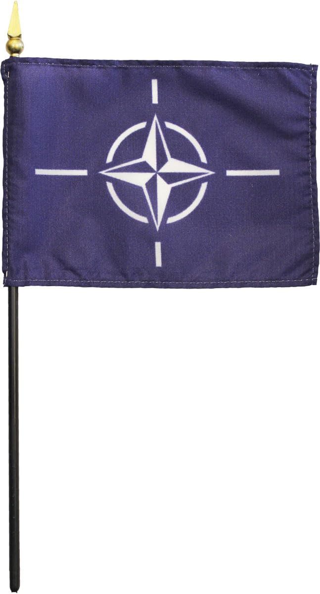 NATO Stick Flags, Size: NATO Stick Flag / 4 x 6&#39;&#39;/ Hemmed