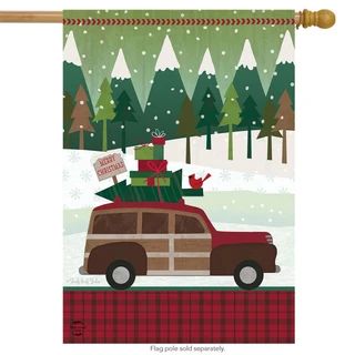 Christmas Wagon House Flag