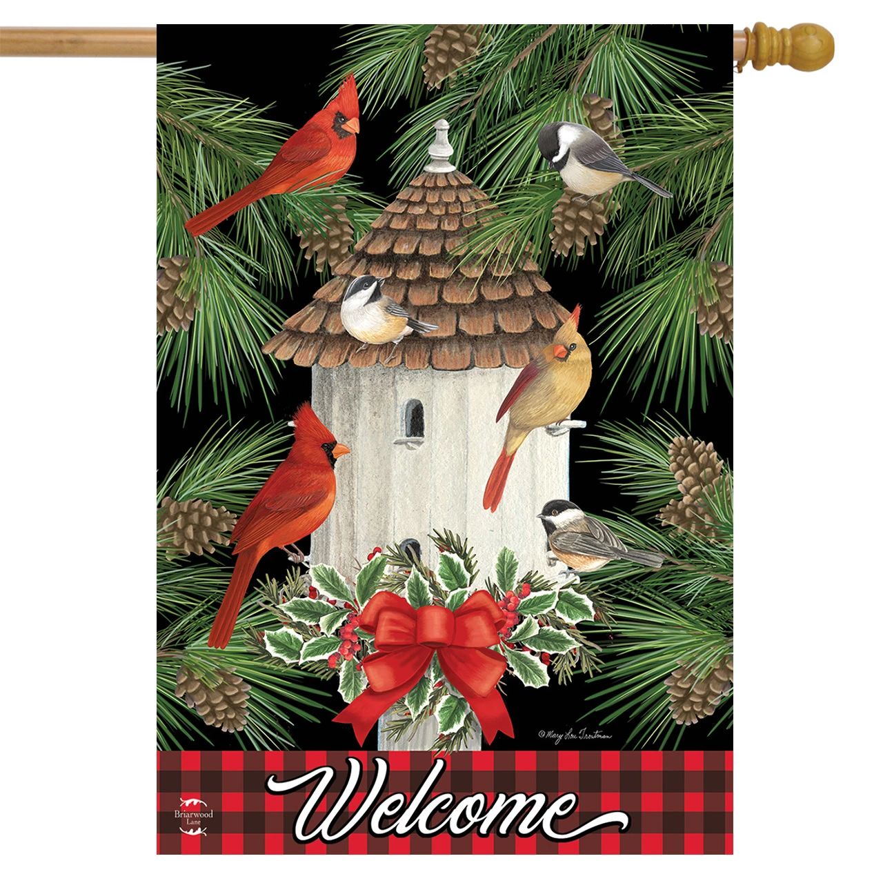 Holiday Bird Gathering House Flag