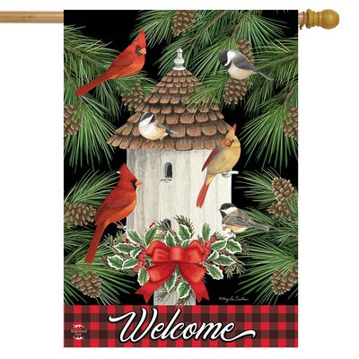 Holiday Bird Gathering House Flag