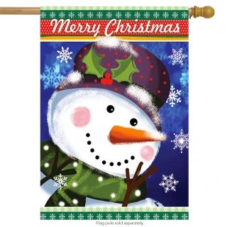 Merry Christmas Snowman House Flag