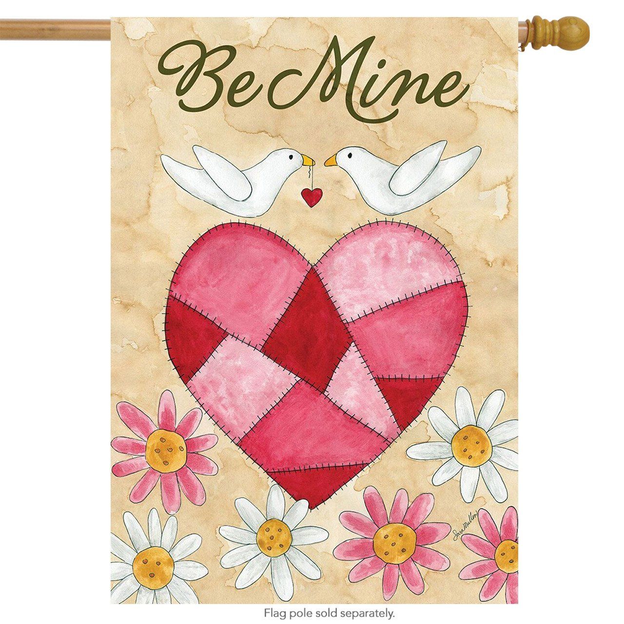 Be Mine Love Birds House Flag