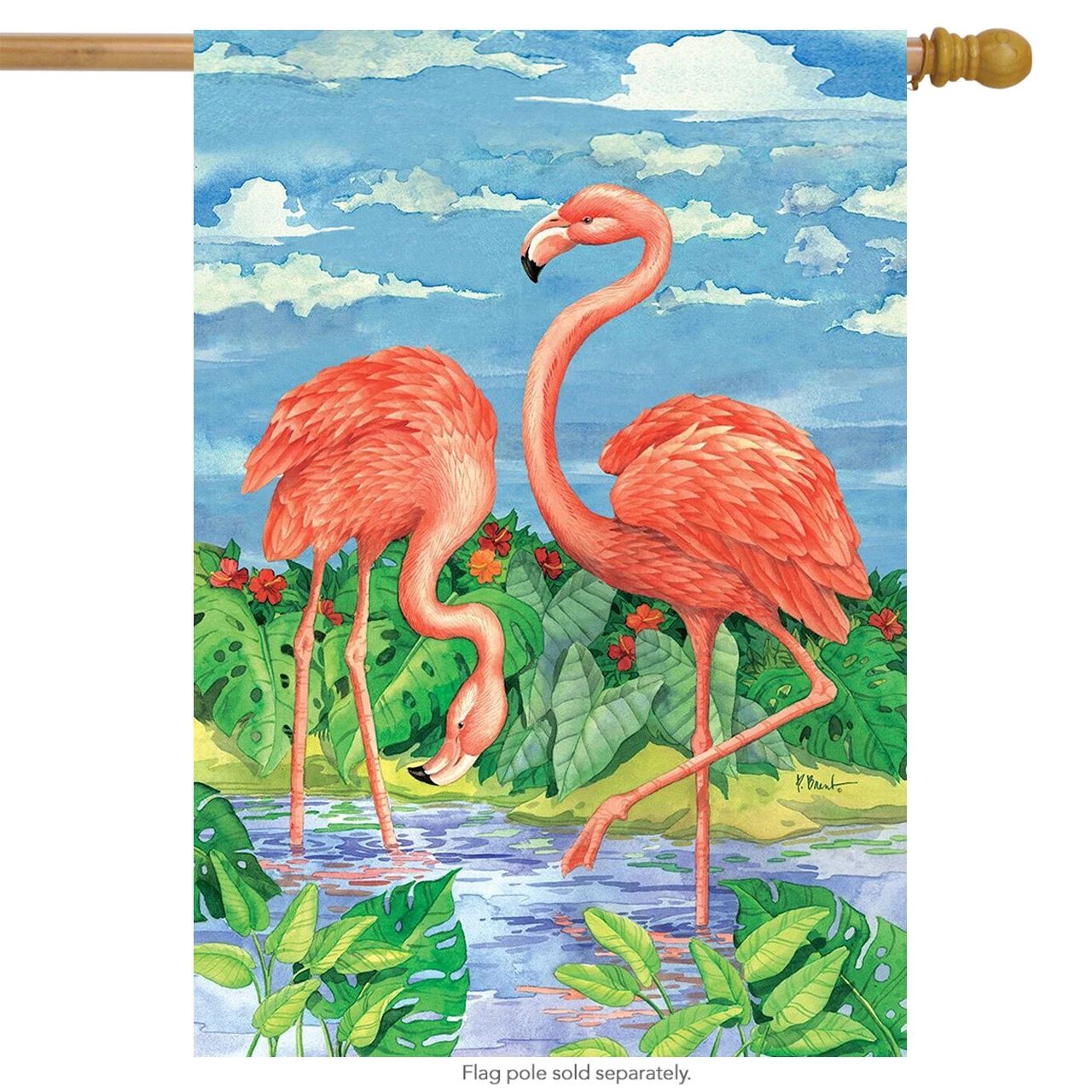 Bamboo Flamingos Garden Flag