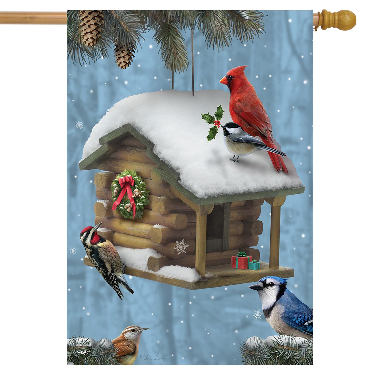 Festive Feathered Friends House Flag