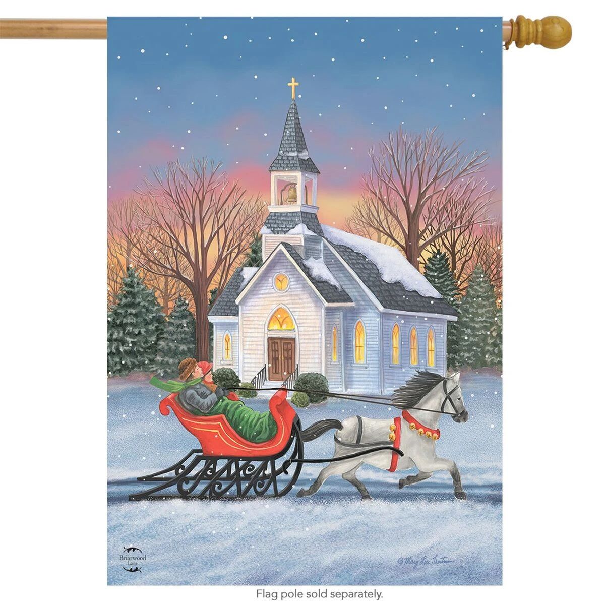 One Horse Open Sleigh House Flag