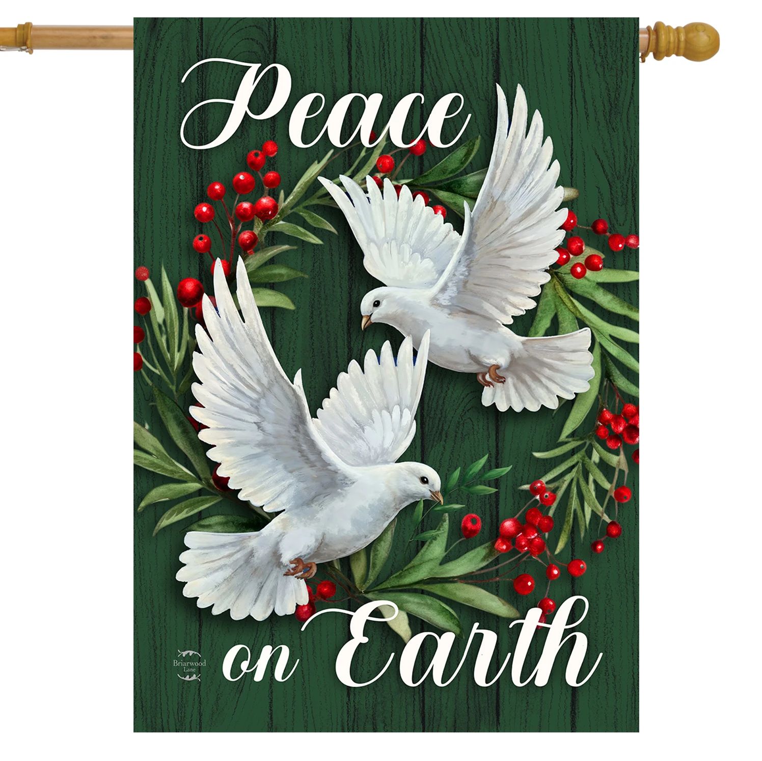 Peace On Earth Wreath House Flag