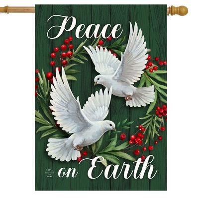 Peace On Earth Wreath House Flag