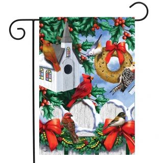 Christmas Birdhouse House Flag