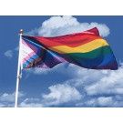 Inclusive Pride Flags (210D Nylon), Size: 18x36", Sleeve Finish: Rope &amp; Toggle