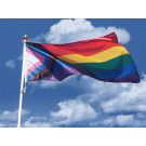 Inclusive Pride Flags (210D Nylon), Size: 18x36", Sleeve Finish: Rope &amp; Toggle