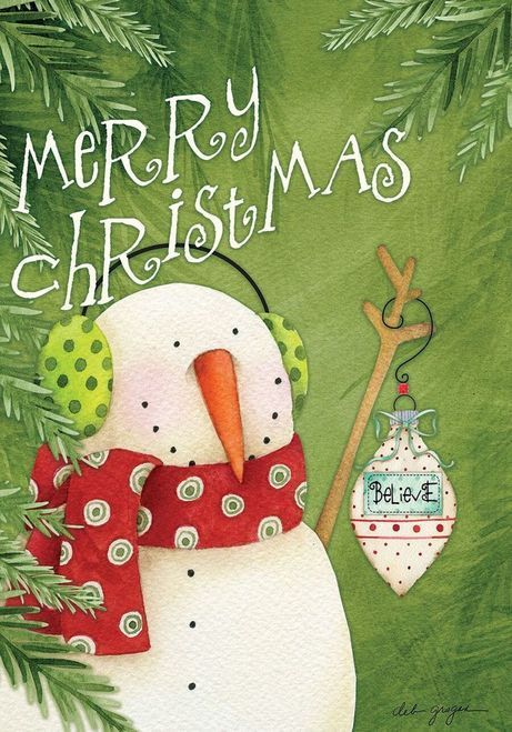 Merry Christmas Winter Snowman House Flag