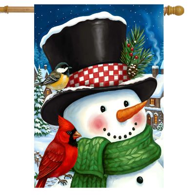 Holiday Village Snowman House Flag