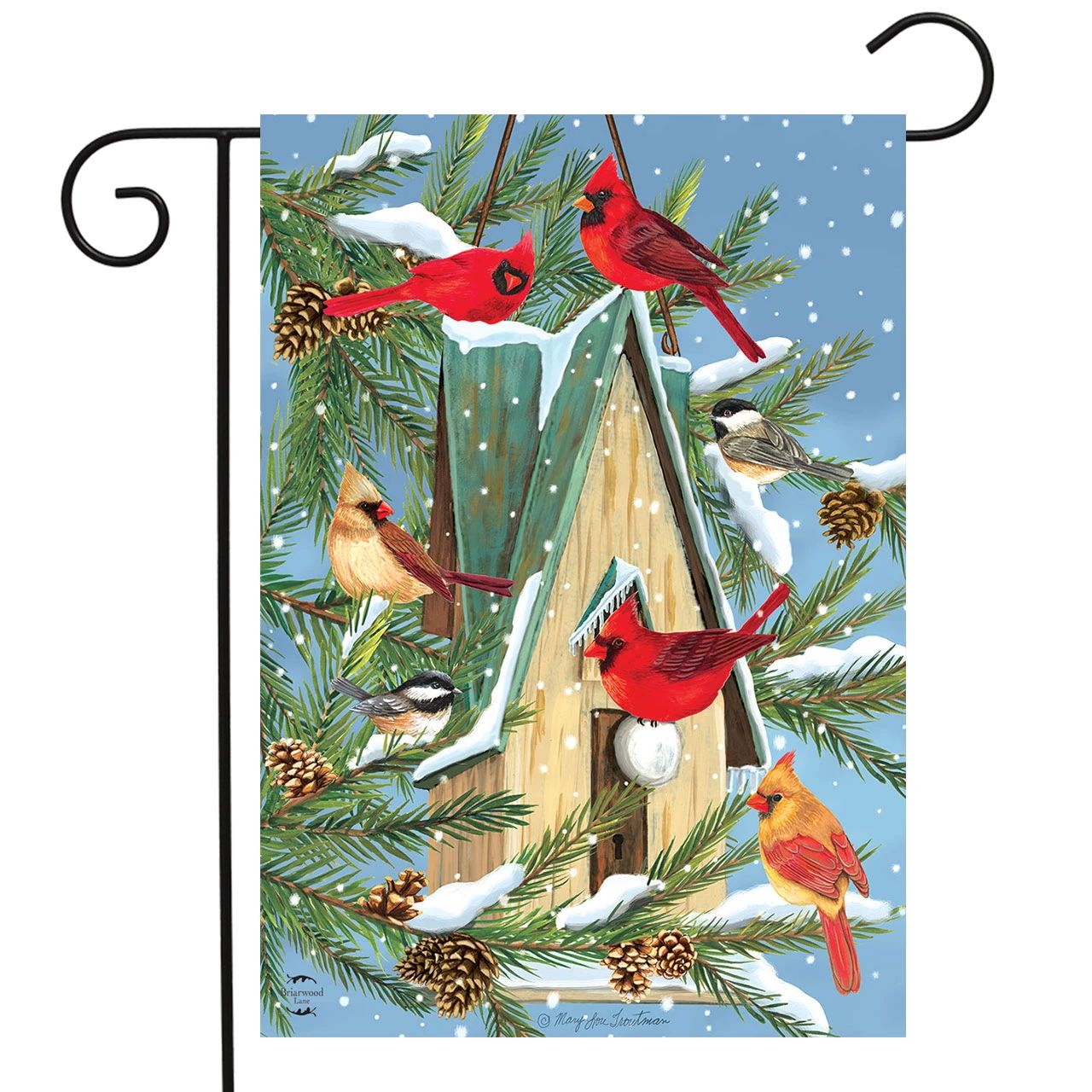 Snowfall Birdhouse Garden Flag