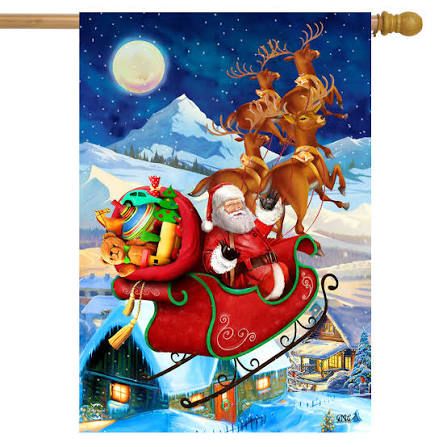 Santa's Sleigh House Flag