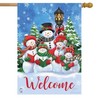 Caroling Snowmen House Flag