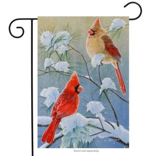 Wintertime Cardinals House Flag