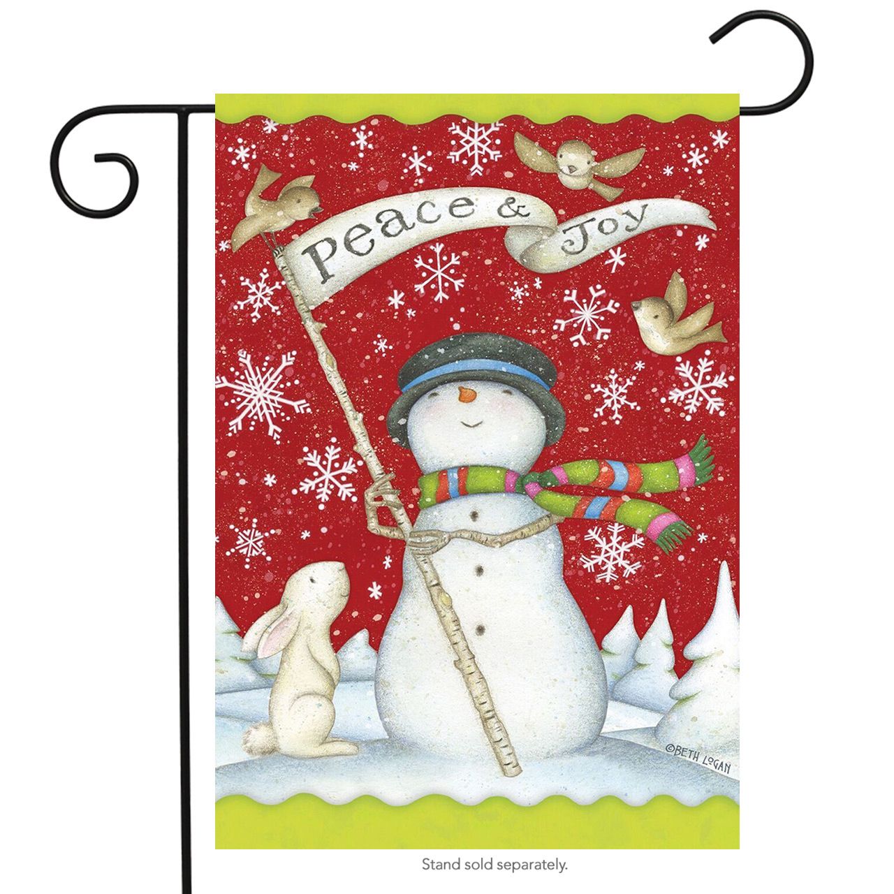 Peace and Joy Snowman Garden Flag