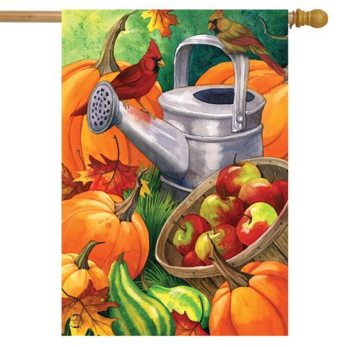 Fall Watering Can Apples House Flag