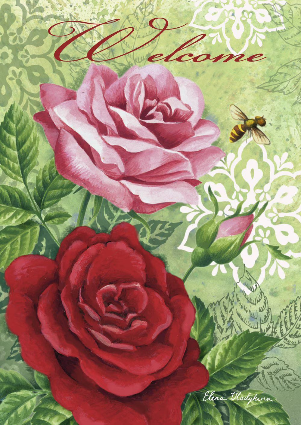 Welcome Roses Garden Flag